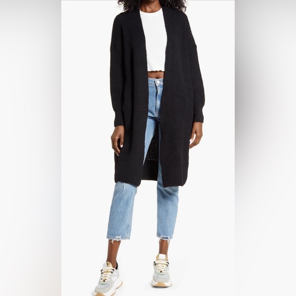 Topshop - Ribbed Open Front Cardigan (Oversized), Black, Regular UK XS / US 0-2 - Picture 8 of 8